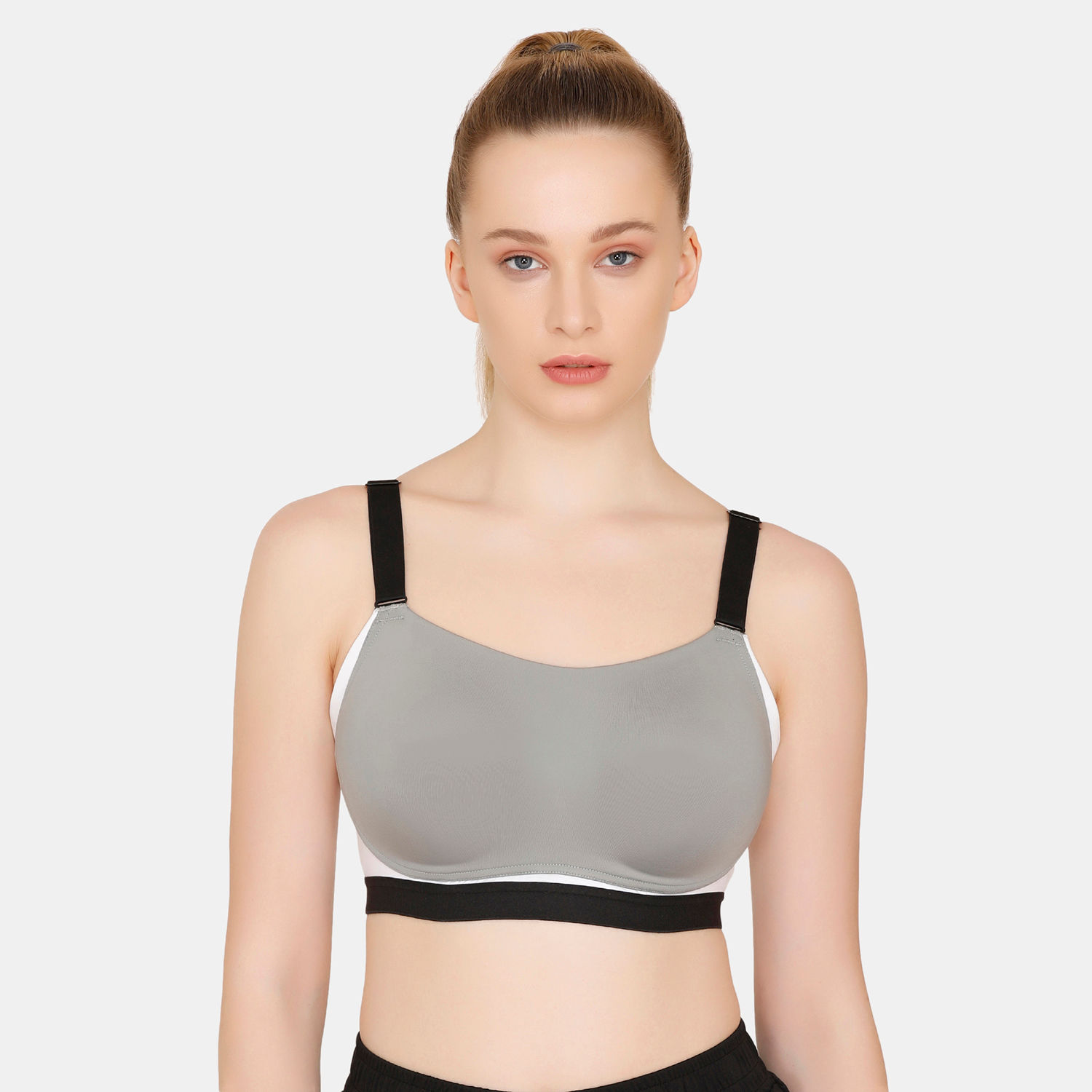 Buy Zivame Zelocity High Impact Sports Bra With Compression - Grey online