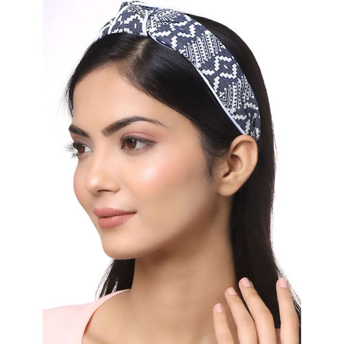 Buy Yellow Chimes Solid Fabric Knot Printed Hairband Online