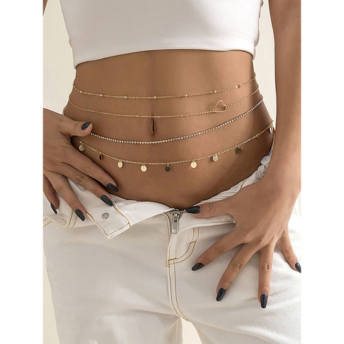 Buy Yellow Chimes Gold-Toned Multi-layered Heart Charmed Waist
