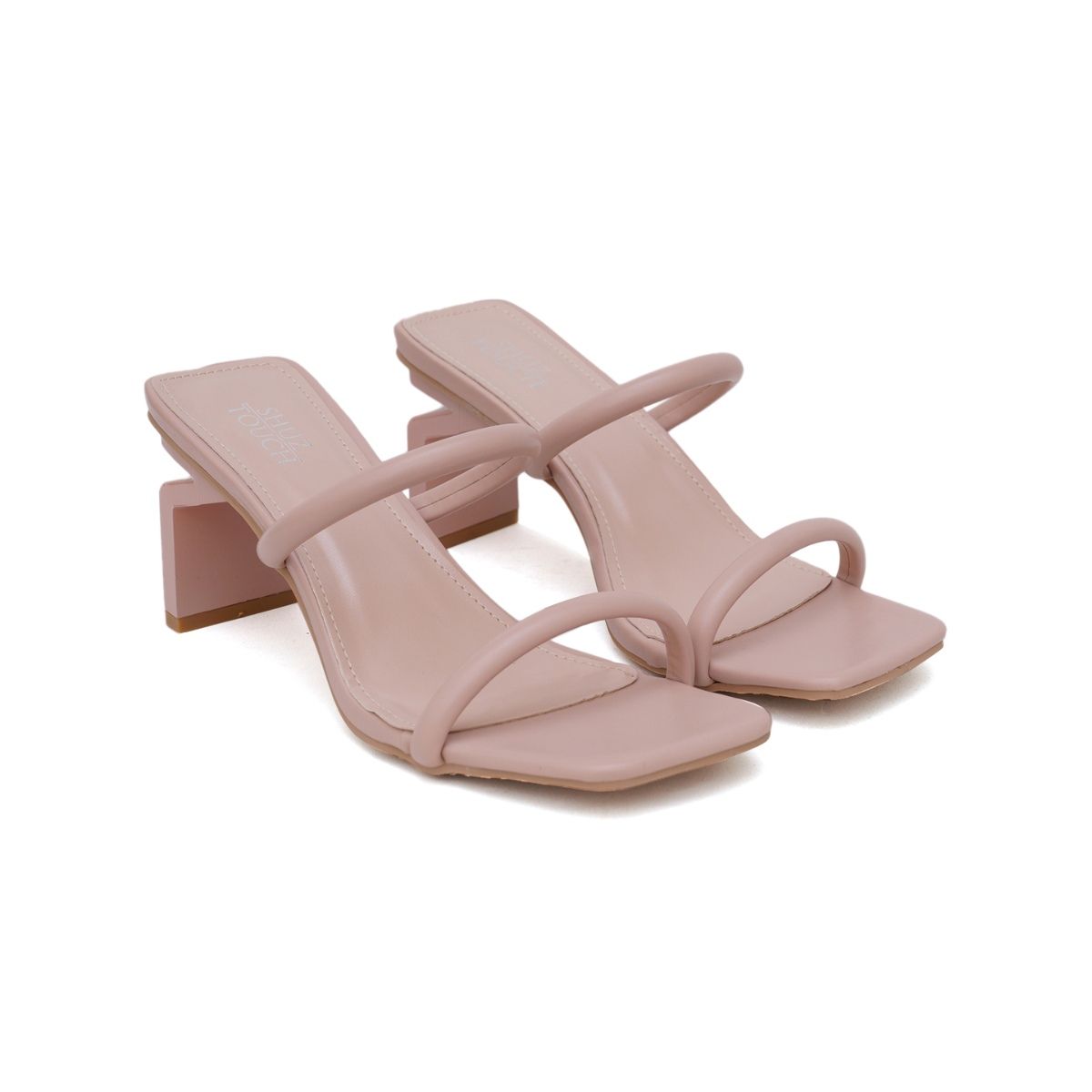 Nude sandals online heel