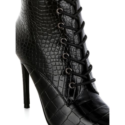 Buy London Rag Black Croco Lace Up Calf Casual Boots Online