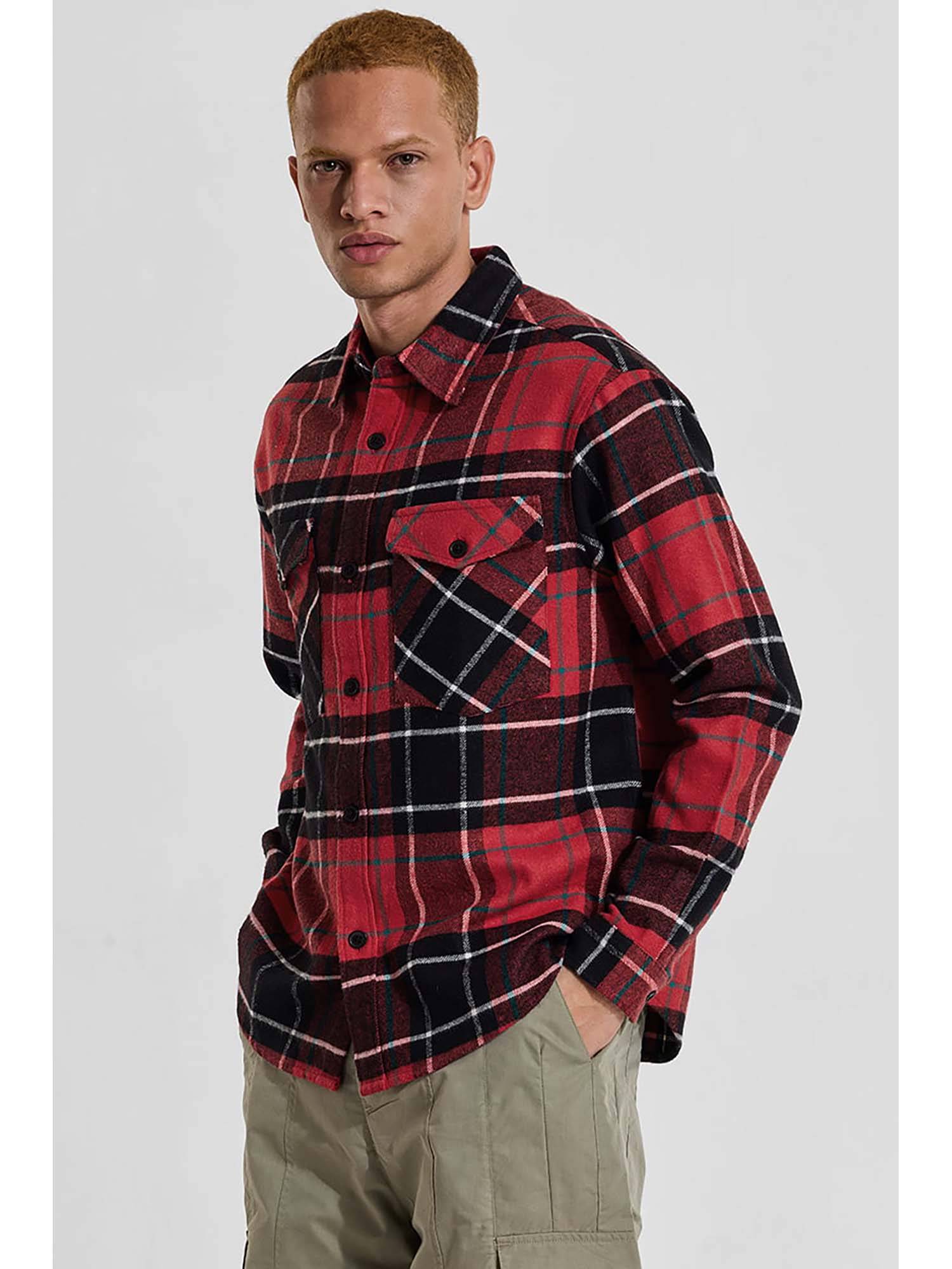 Snitch Red Buy Snitch Red Checks Relaxed Fit Shirt Online
