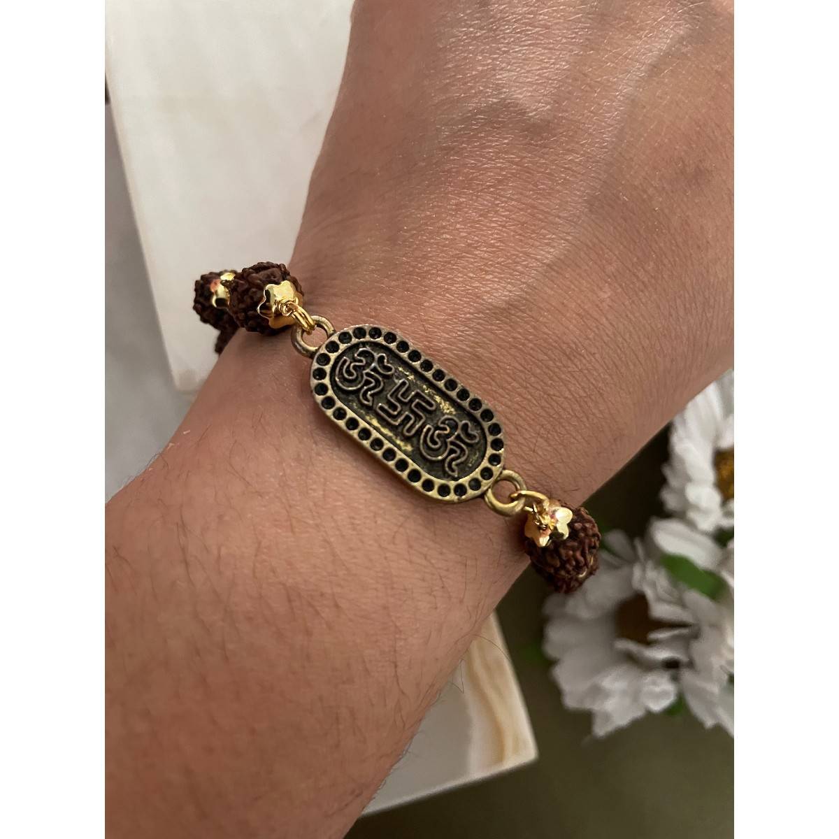 Digital Dress Room Om Swastik Urja Symbol Rudraksha Bracelet