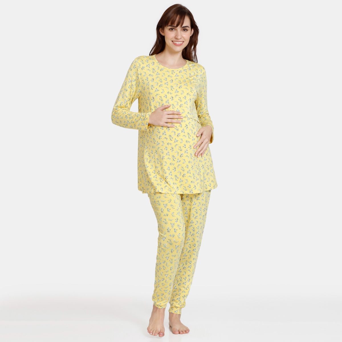 Zivame Maternity Wildflower Fields Knit Cotton Pyjama Samoan Sun Buy