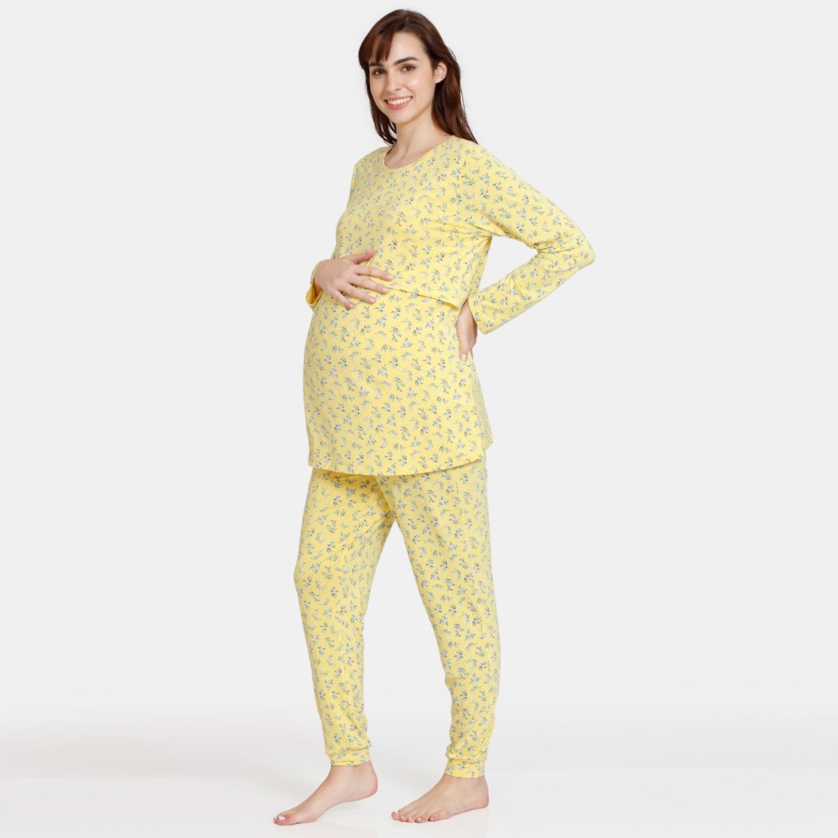 Zivame Maternity Wildflower Fields Knit Cotton Pyjama Samoan Sun Buy
