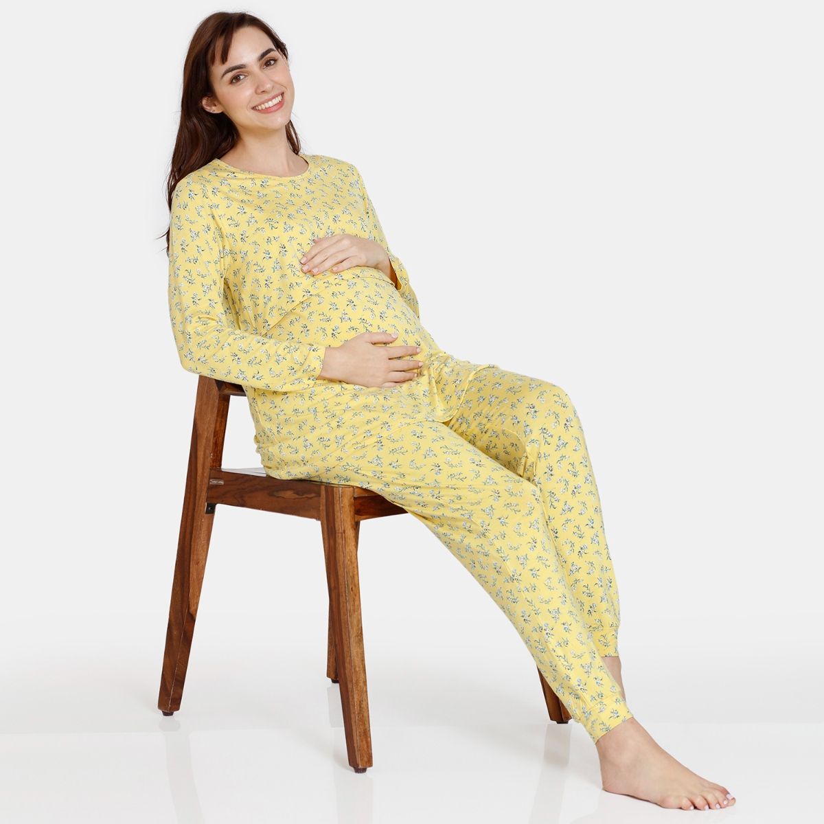 Zivame Maternity Wildflower Fields Knit Cotton Pyjama Samoan Sun Buy