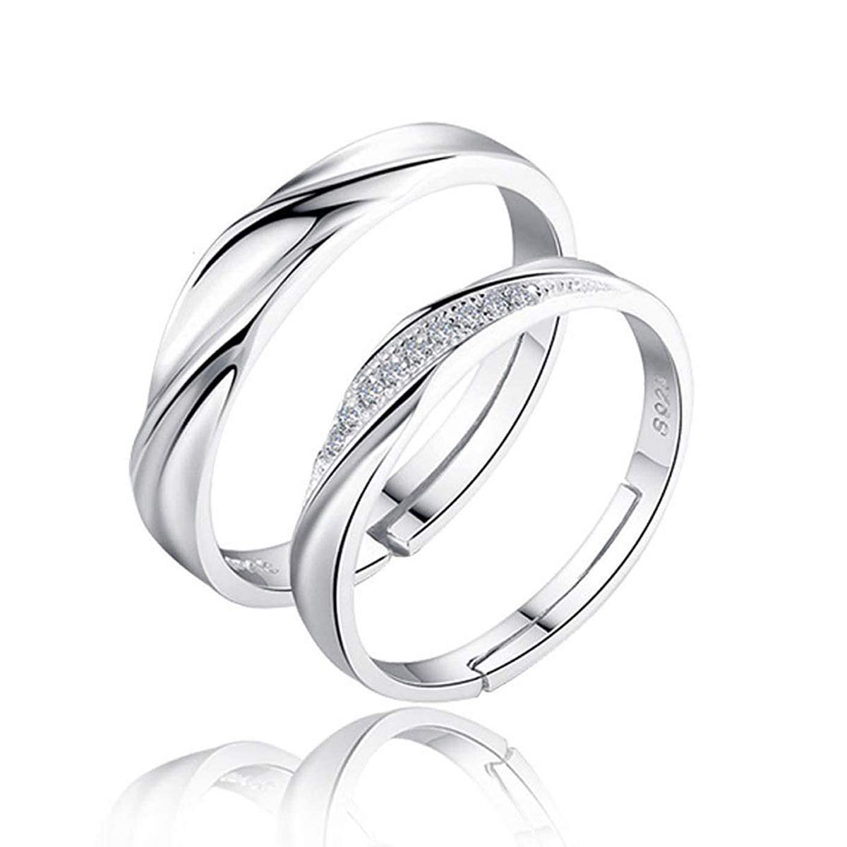 Karatcart Valentine's Day Gift Hamper of Couple Platinum Plated Ring for  Men & Women(Silver) : Amazon.in: Fashion