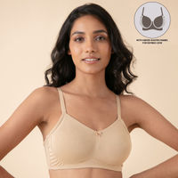 Breathe Cotton Padded wireless T-shirt bra 3/4th coverage - Nude