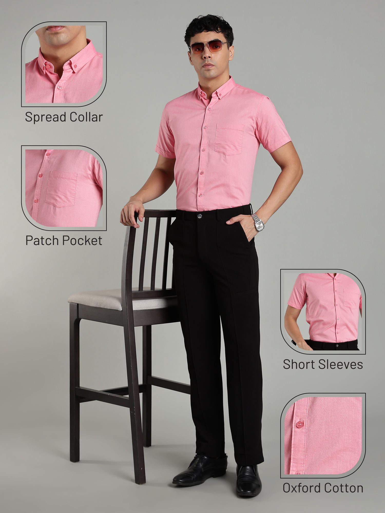 Buy KUONS AVENUE Pink Men Oxford Cotton Formal Shirt Online