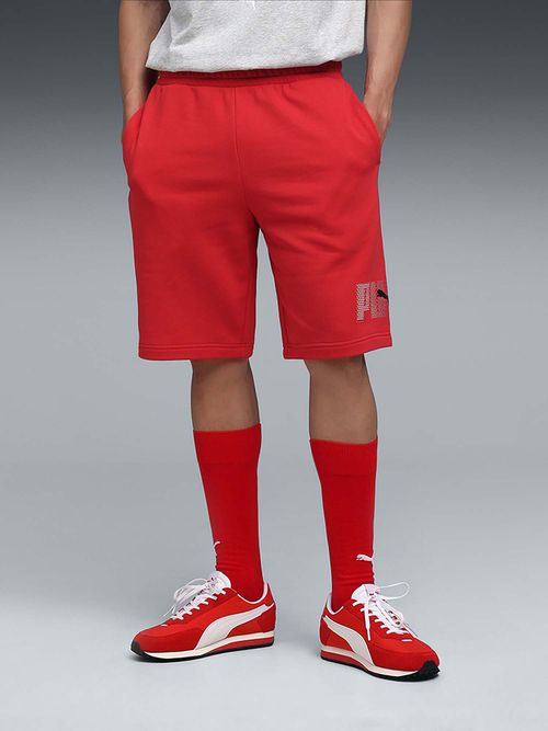 Puma Red Essentials Logo Lab Men's Cotton Graphic Shorts