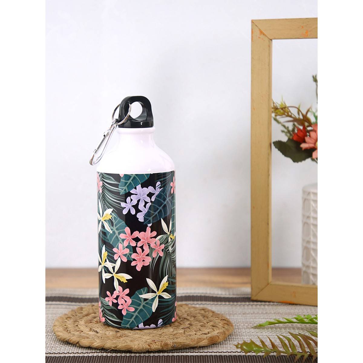 PENTADECO Beautiful Flowers with Leaf Printed Design Sipper Water Bottle Aluminium 600 Ml