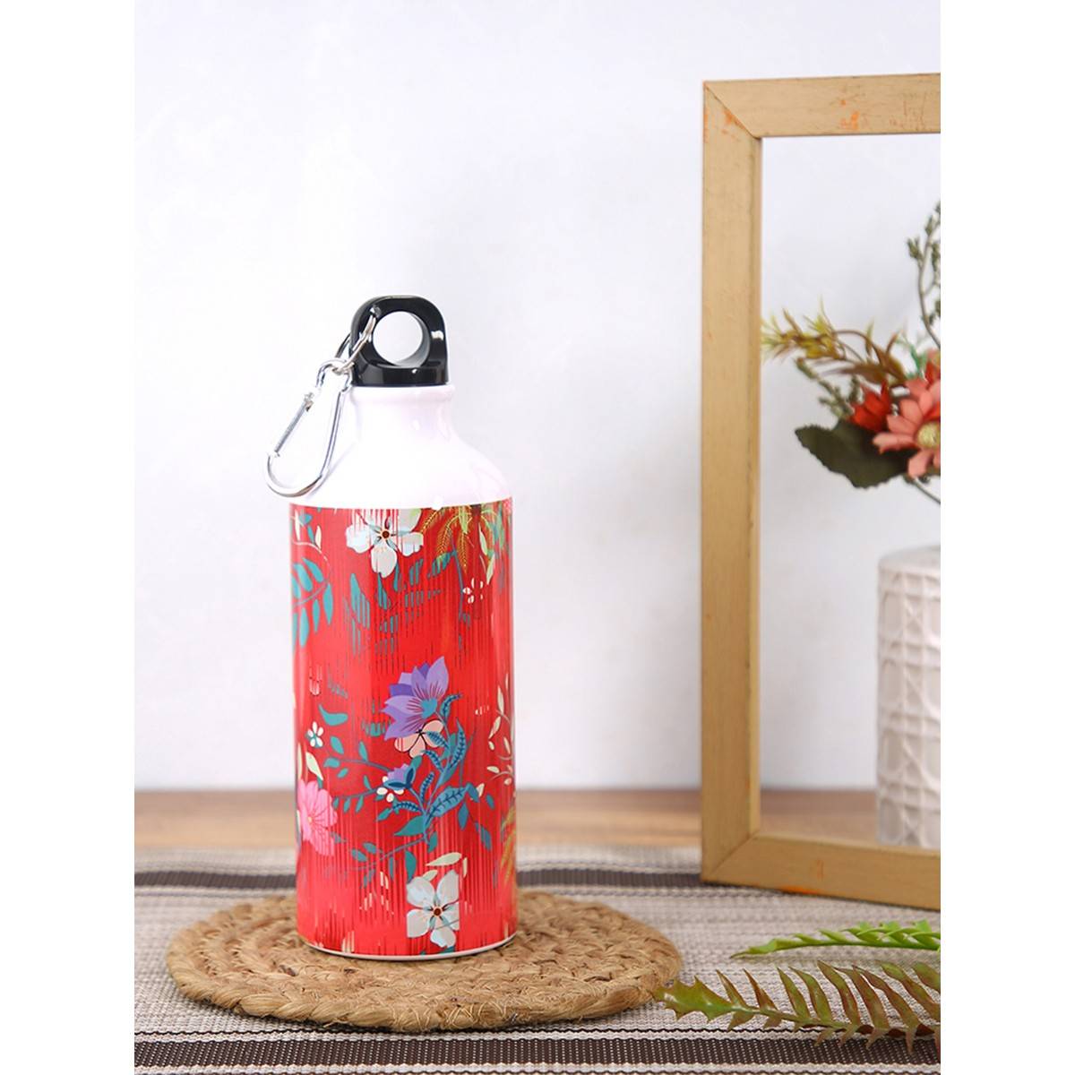 PENTADECO Floral Printed Design Sipper Water Bottle Aluminium 600 Ml