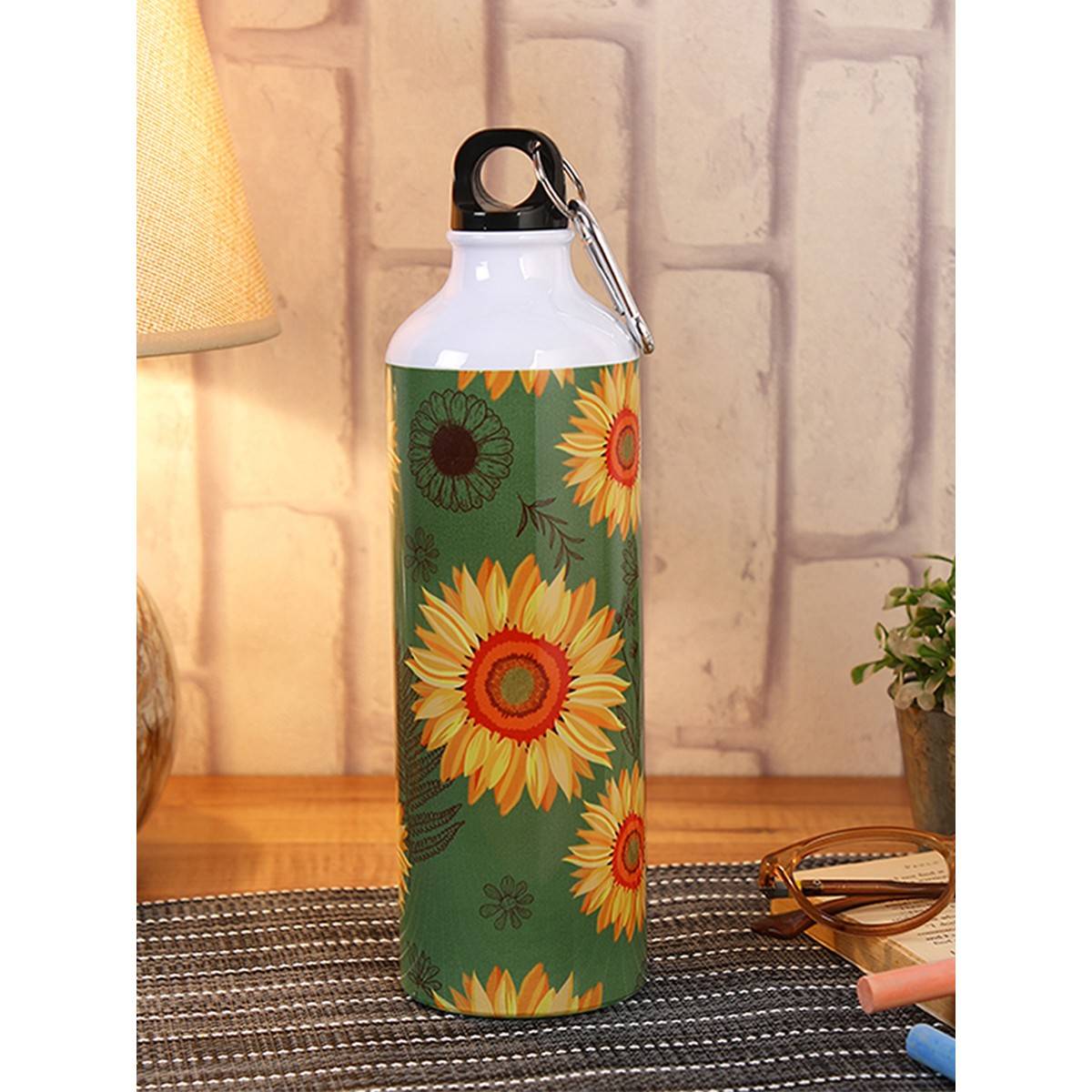 PENTADECO Beautiful Sunflower Printed Sipper Water Bottle Aluminium 750 Ml