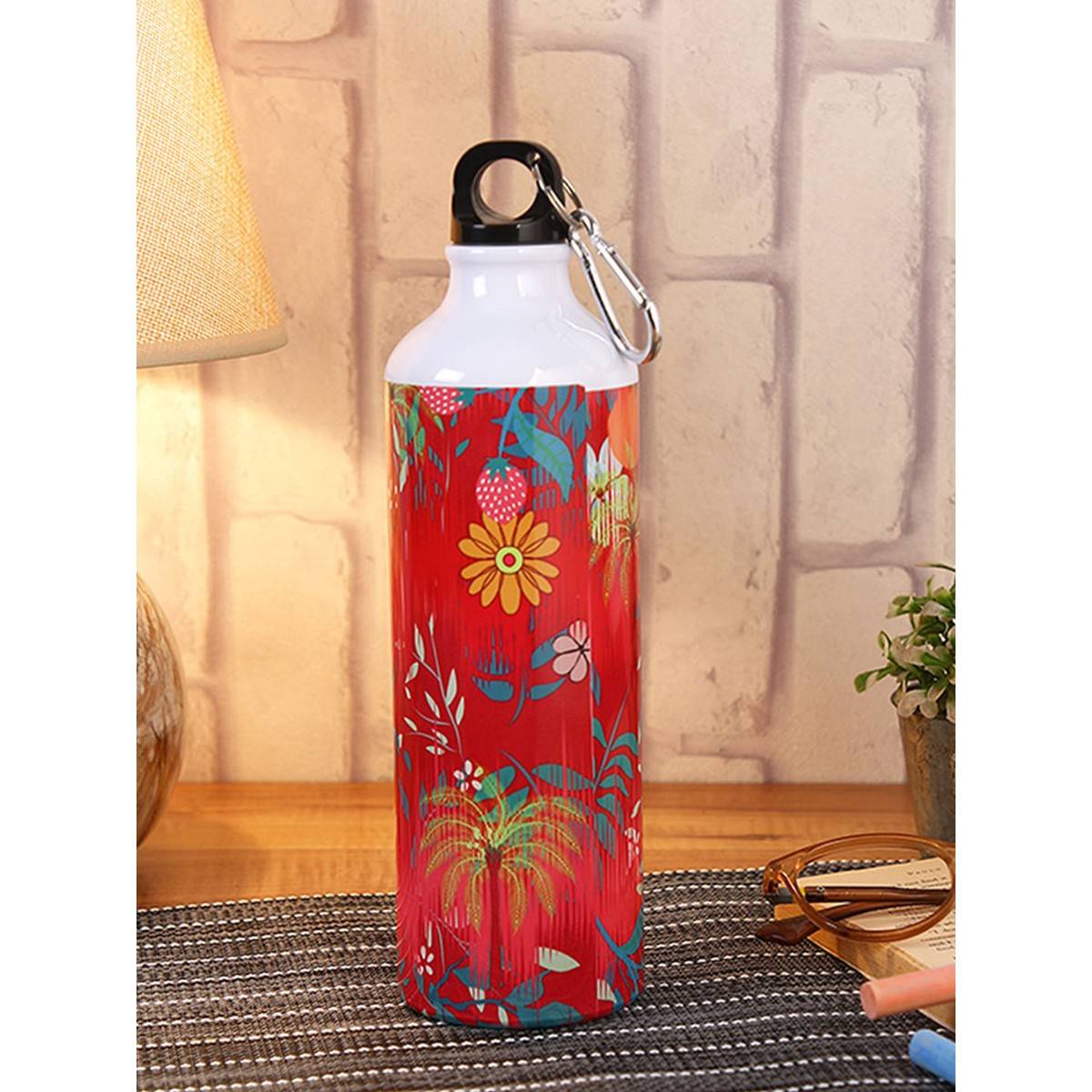 PENTADECO Beautiful Printed Flowers Design Sipper Water Bottle Aluminium 750 Ml