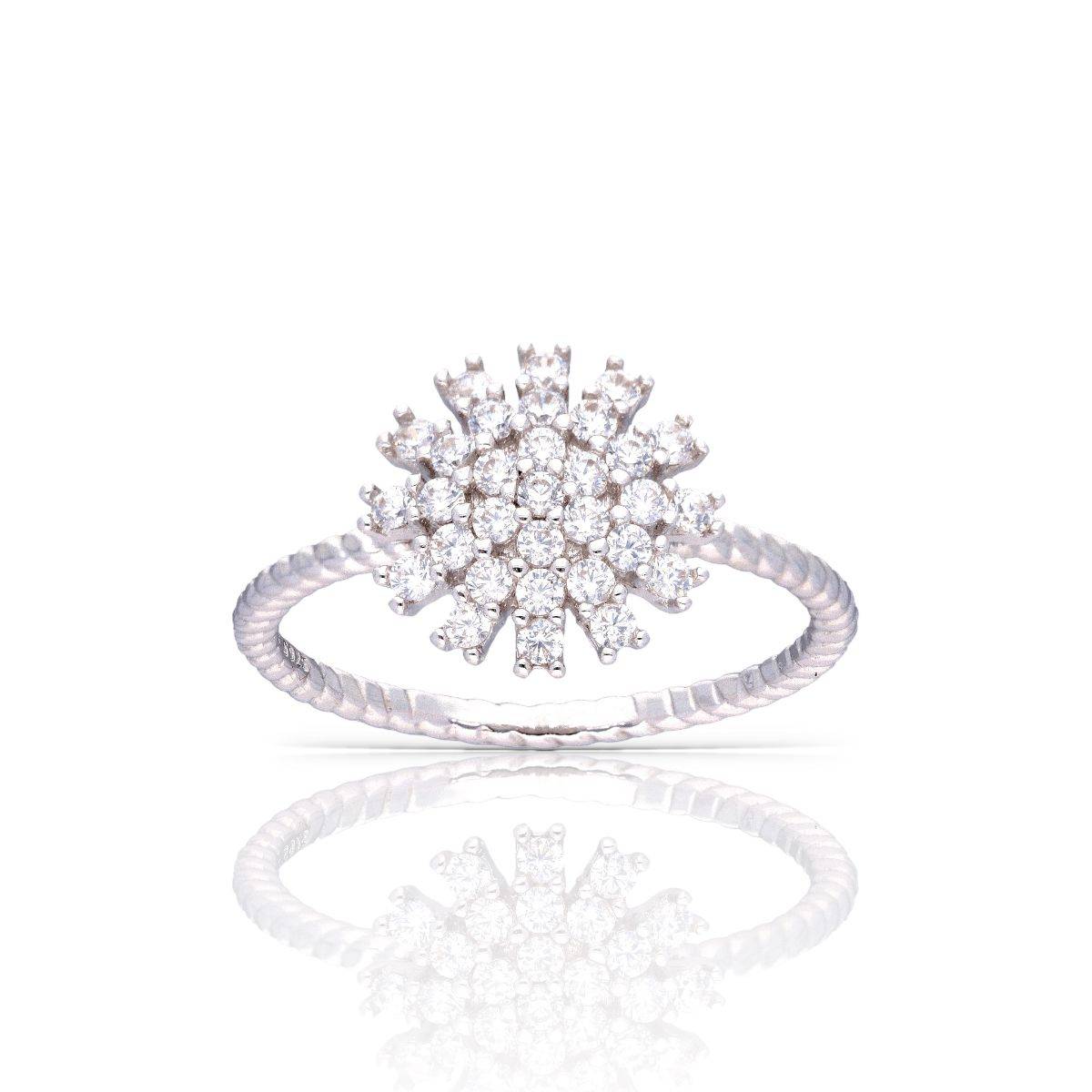 LuxeVogue Rhodium Gold Plated 925 Sterling Silver Spiral Blossom Ring