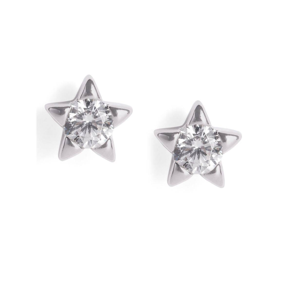 LuxeVogue Rhodium Plated 925 Sterling Silver Star Stud Earrings