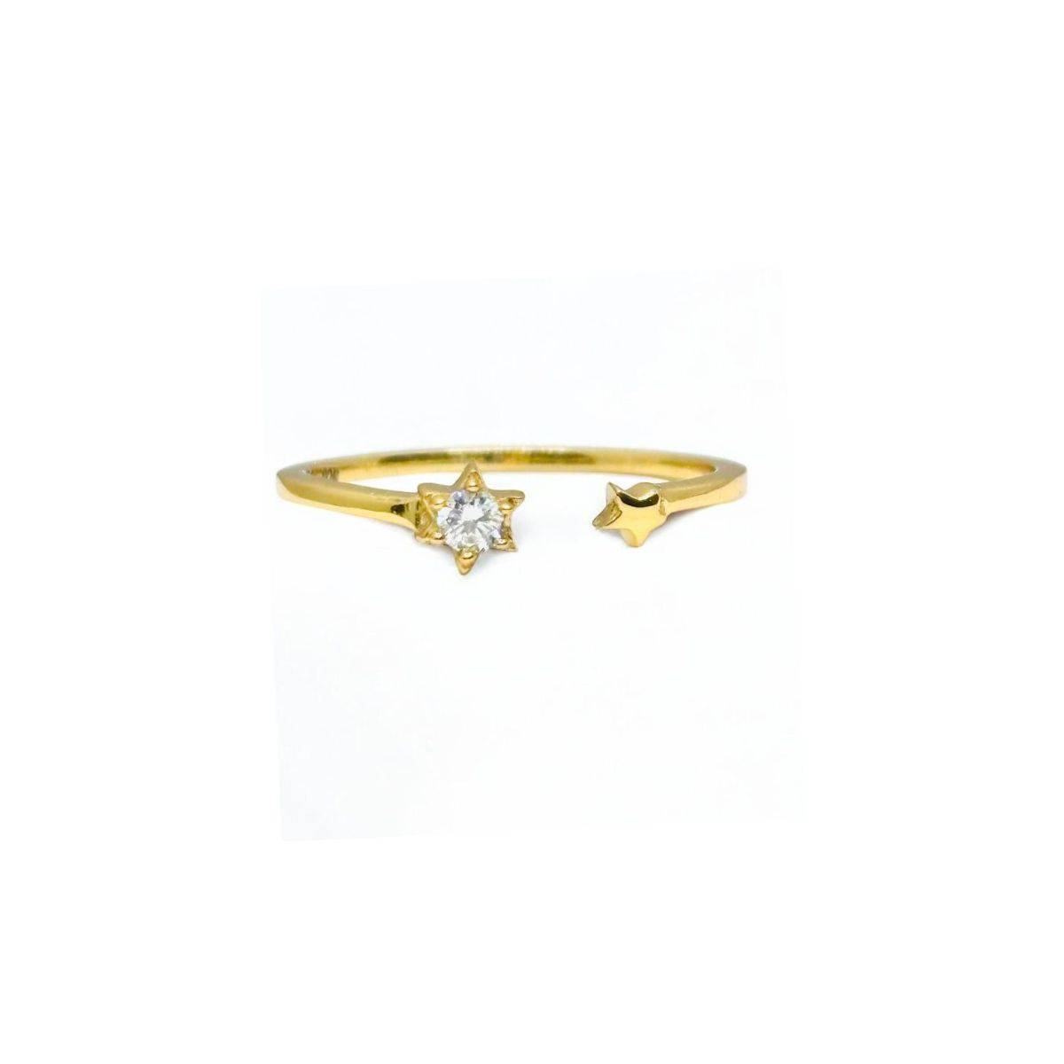 LuxeVogue 18K Gold Plated 925 Sterling Silver Star Ring