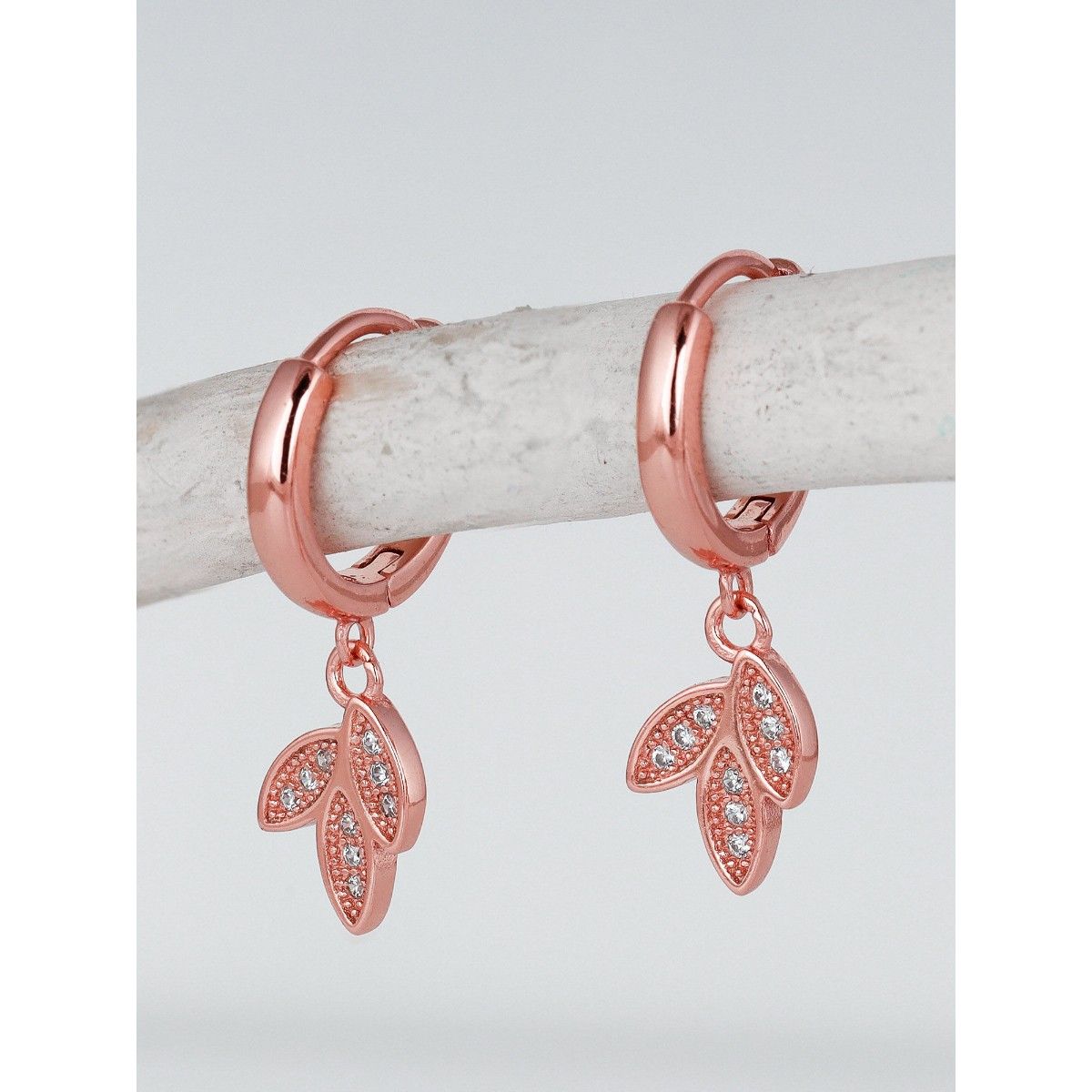 GIVA Sterling Silver Rose Gold Petal Trio Hoop Earrings for Women and