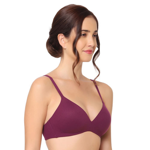 Buy Wacoal Nylon Padded Wireless Solid/Plain Bra -852189 - Purple Online