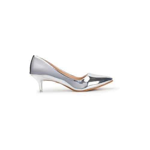 Buy Carlton London Silver Solid Women Kitten Pumps Online