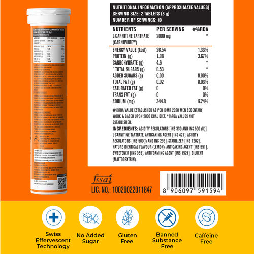 Buy Fast&Up L-carnitine Tartrate 1000mg, Carnipure Tablets - Lemon Flavour  Online