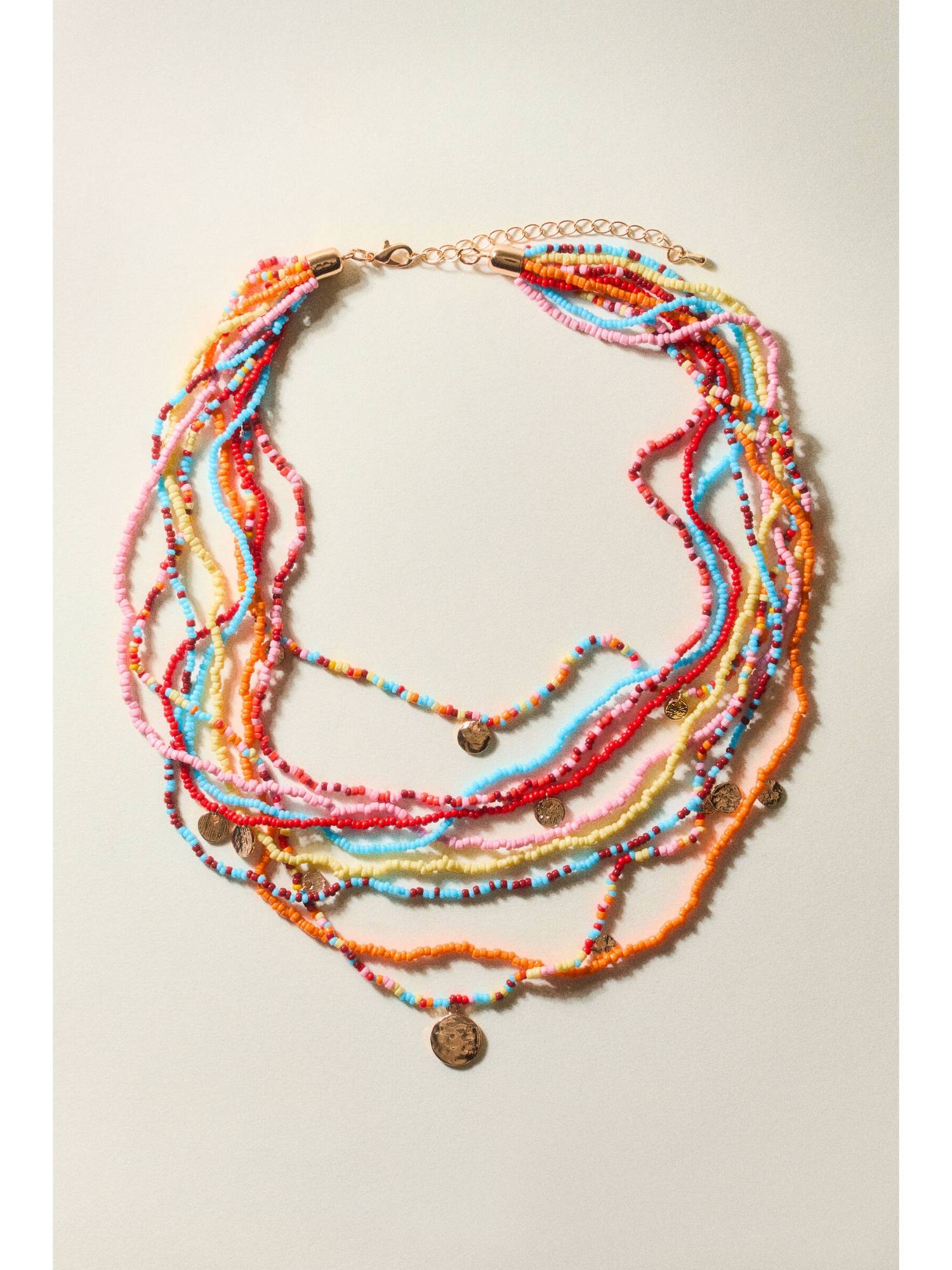 H&M Women Orange Beaded Multi-Strand Necklace