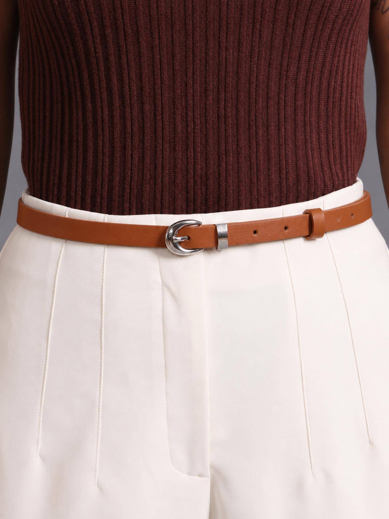 Kazo Sienna Formal Thin Belt- Tan (S)