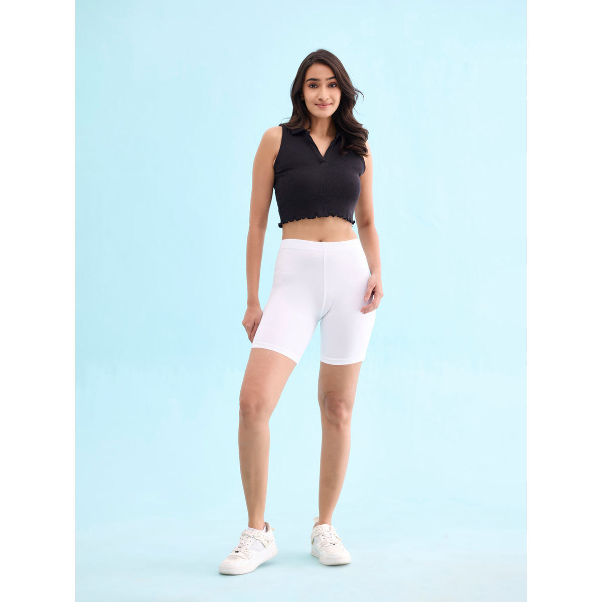 Soie Solid Biker Shorts Shorts Knee Length Tights Online Knee