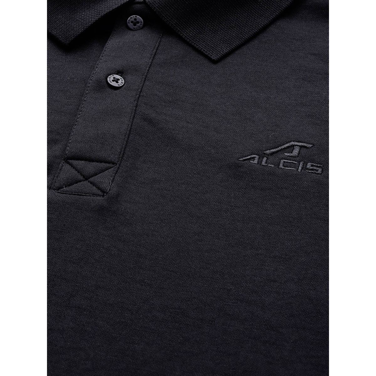 Alcis Men Black Solid Polo Collar T-Shirt (S): Buy Alcis Men Black ...