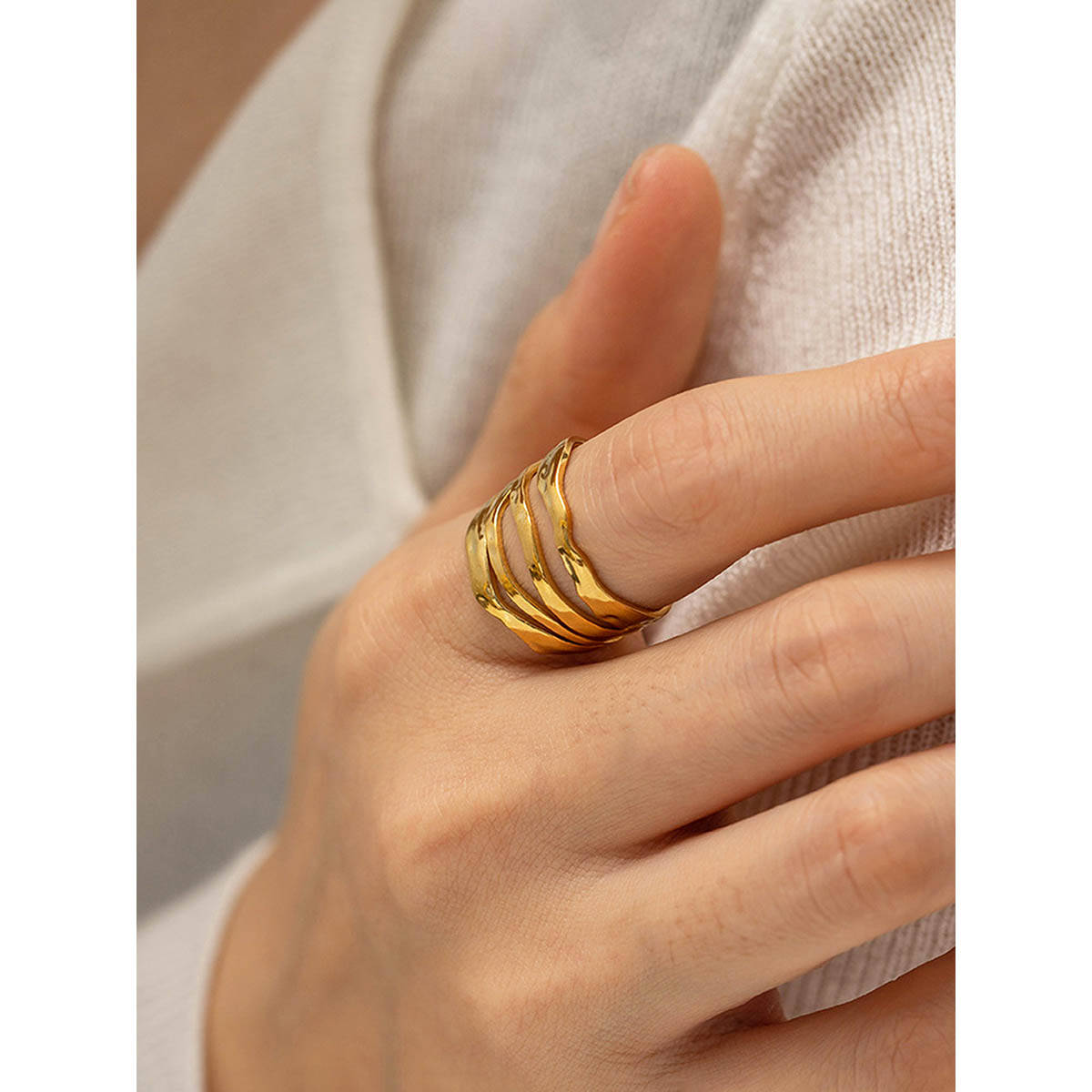 Designs & You Gold Plated Anti Tarnish Stainless Steel Adjustable Ring