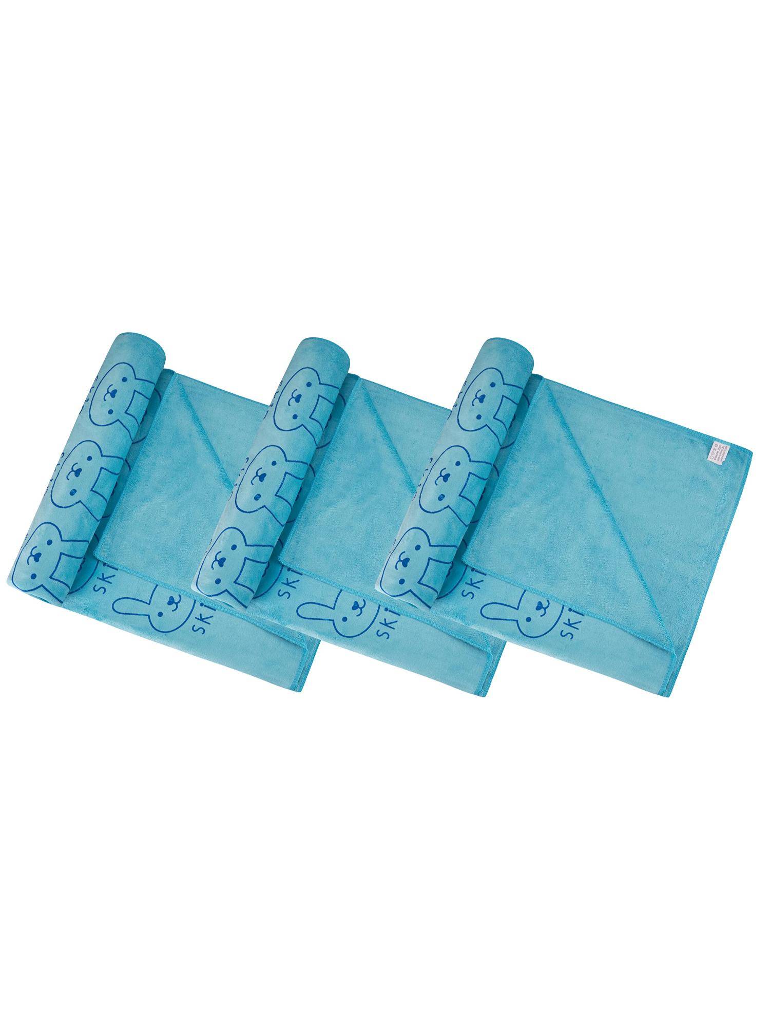 Black Gold Microfiber Premium Bath Towels 400 Gsm Green Blue (Pack of 3) (L)
