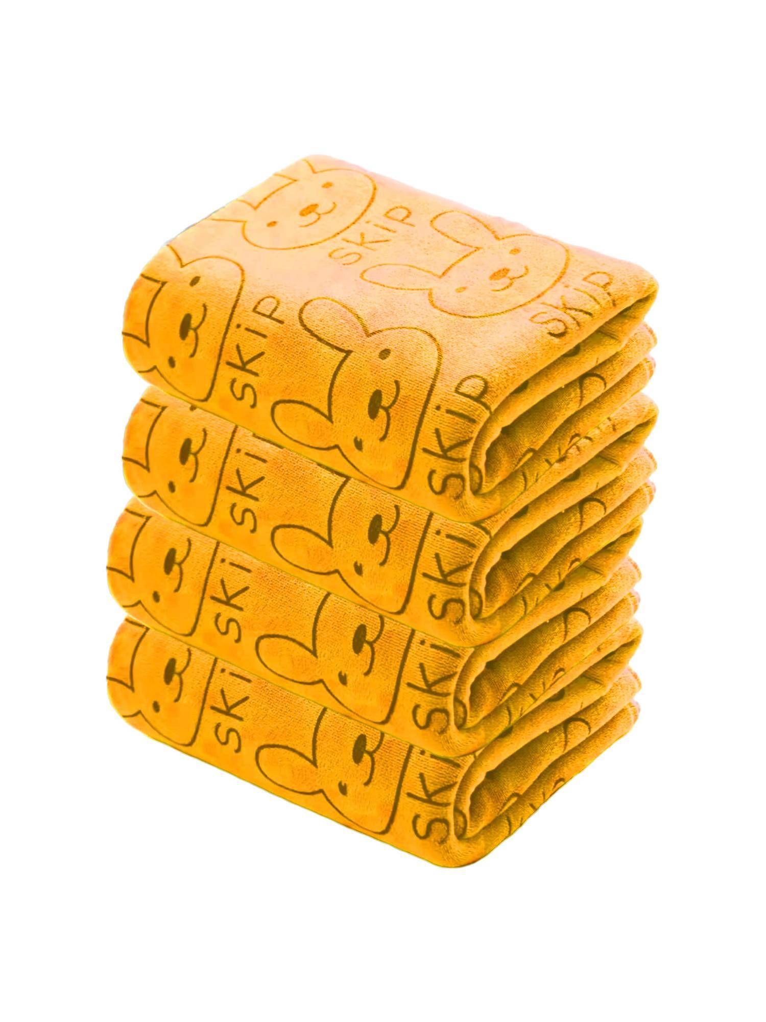 Black Gold Microfiber Premium Bath Towels 400 Gsm Yellow (Pack of 4) (L)