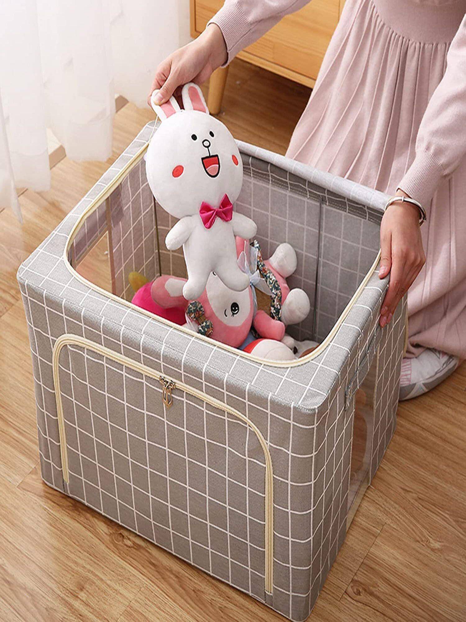 House of Quirk Clothing Storage Box With Transparent Window And Carry Handles 66 Litre