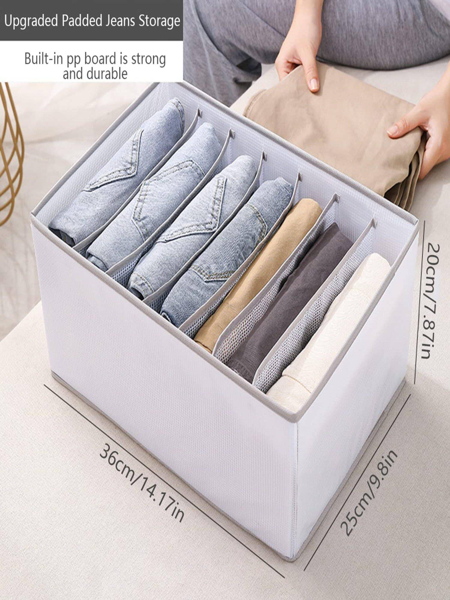 House of Quirk Grids Thicken Closet Jeans Storage Boxs Wardrobe Clothes Organizer - White