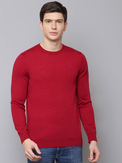 Gant Red Solid Sweater
