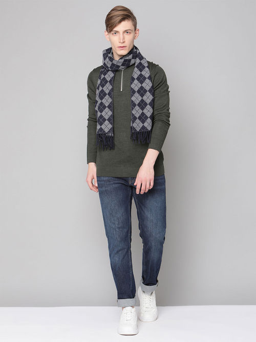 GANT Mens Grey Self design Scarf Woven