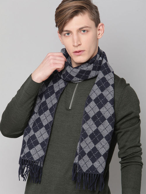 GANT Mens Grey Self design Scarf Woven