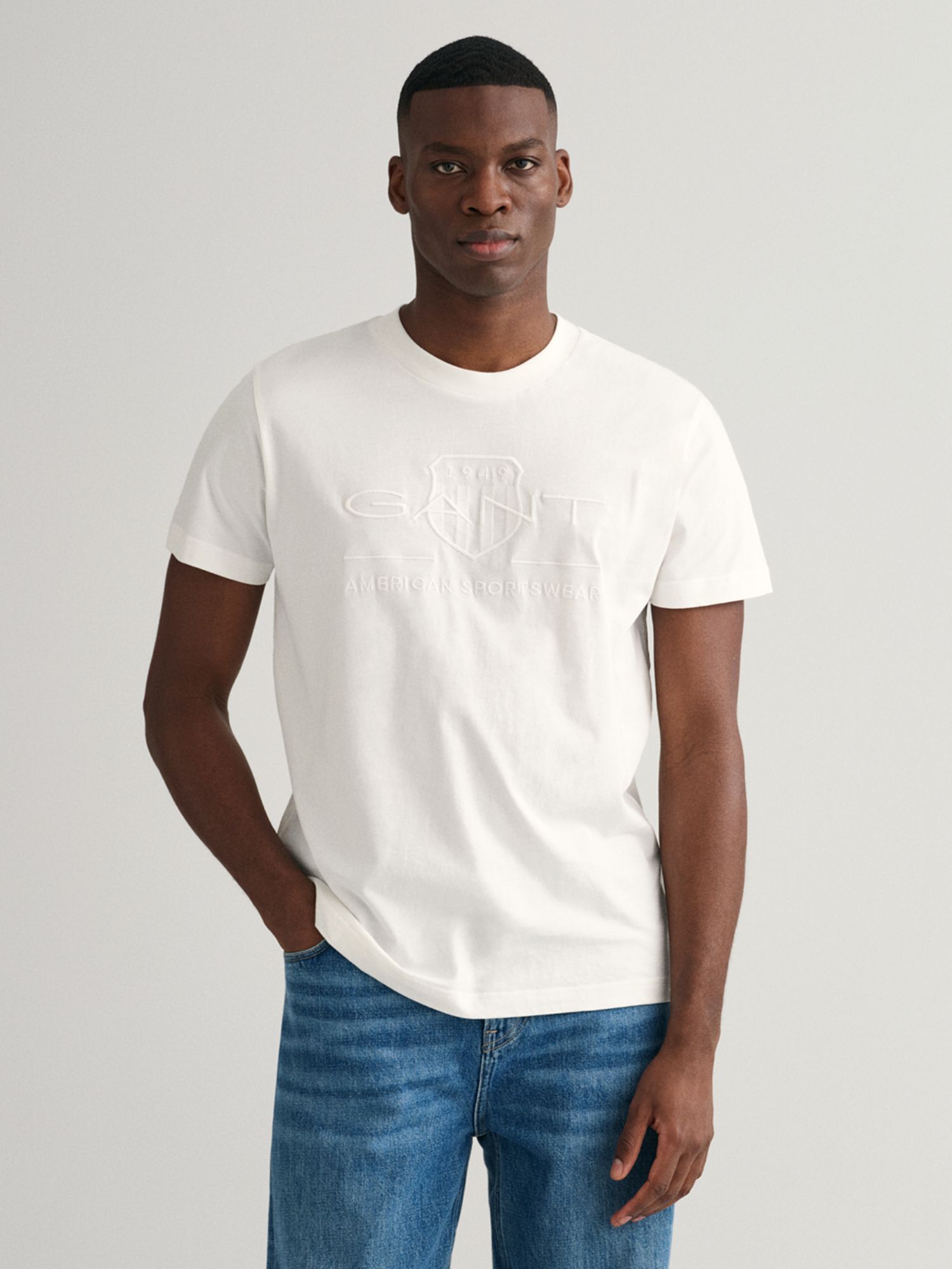 Buy GANT Men White Tonal Archive Shield T Shirt Online