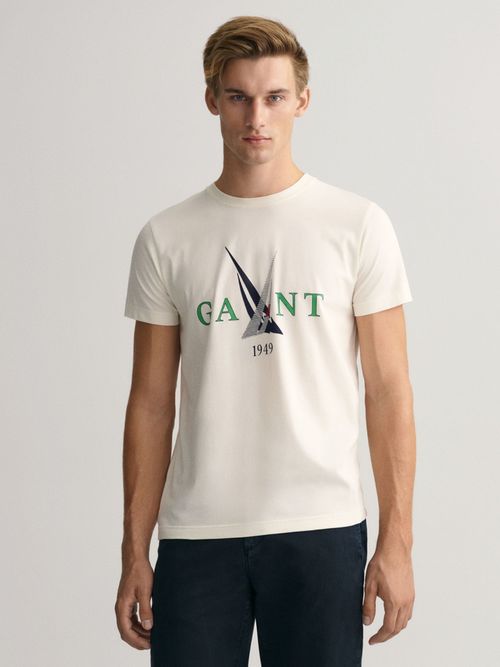 Buy GANT Men Off White Sail T-Shirt Online