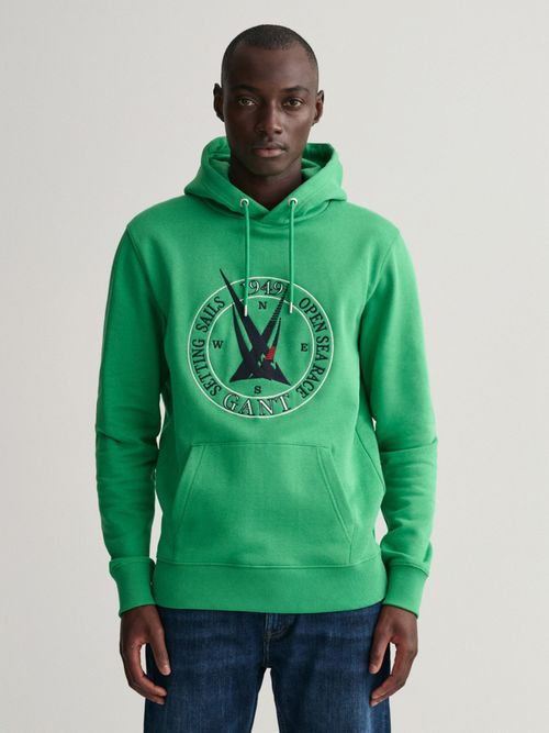 GANT Men Green Graphic Sail Hoodie Sweatshirt