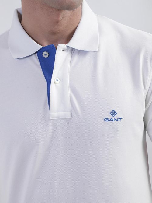 GANT Men's 2052003 Contrast Collar Pique Polo Shirt L White : Buy Online at Best Price in KSA - Souq is now