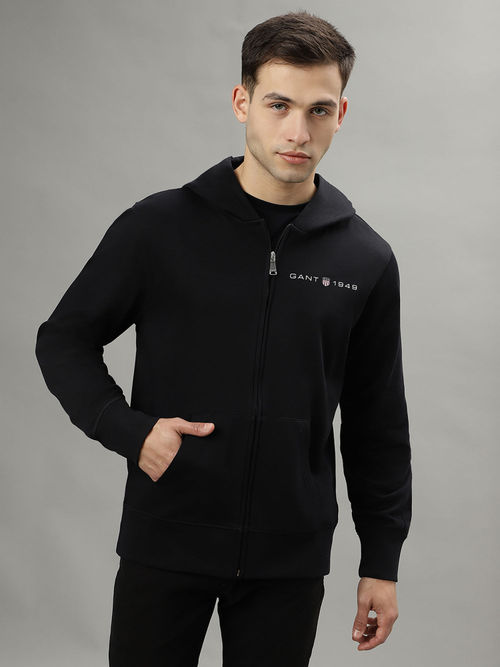 GANT Men Black Solid Long Sleeves Hoodie