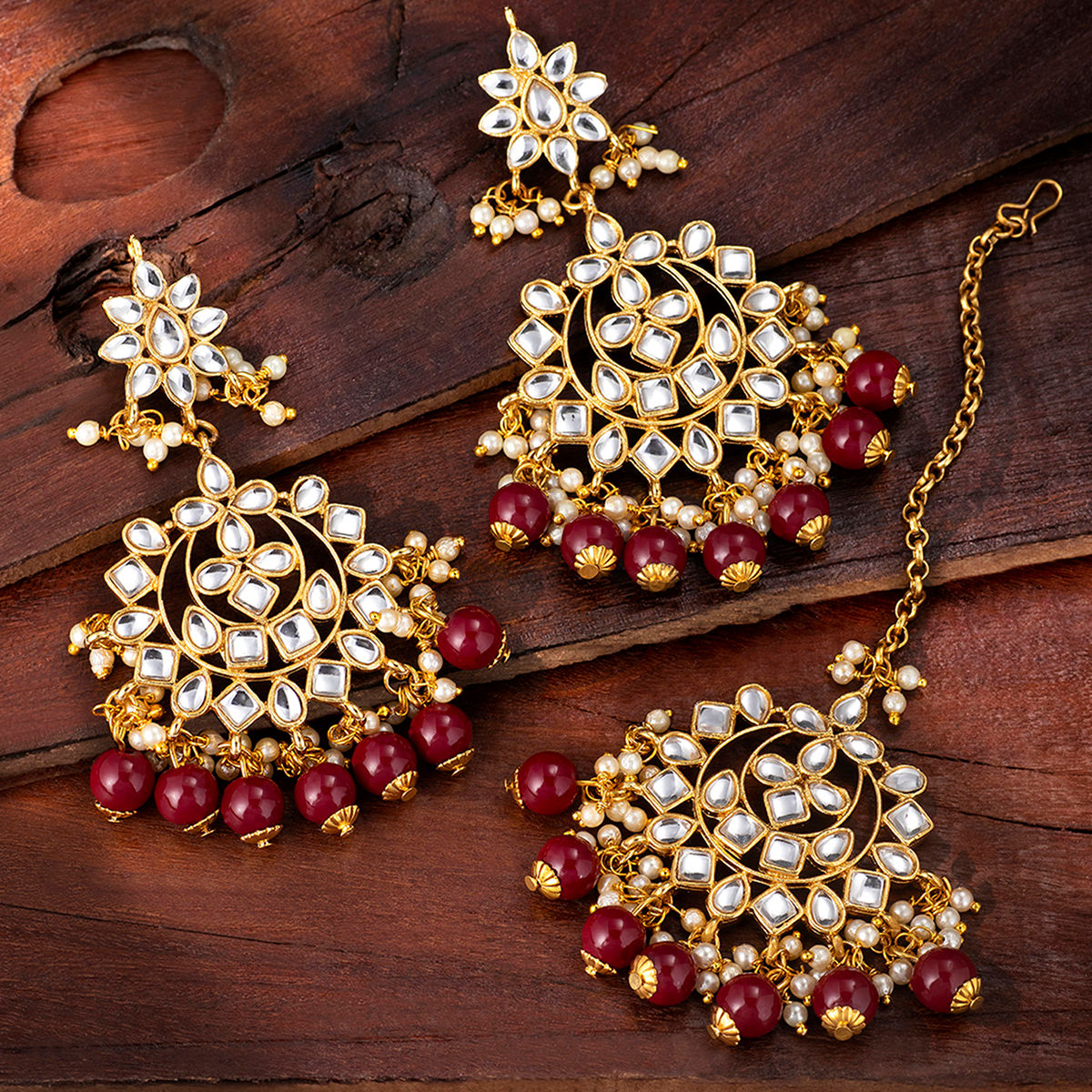 Designer Party Wear Golden Jarkan Work Earrings  Sulbha Fashions