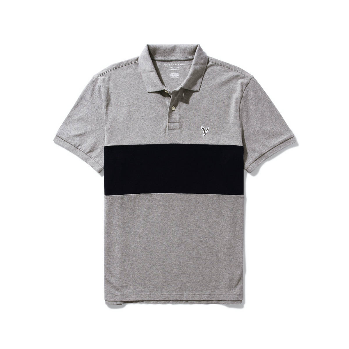 Buy American Eagle Men Grey Colorblock Polo T-shirt Online