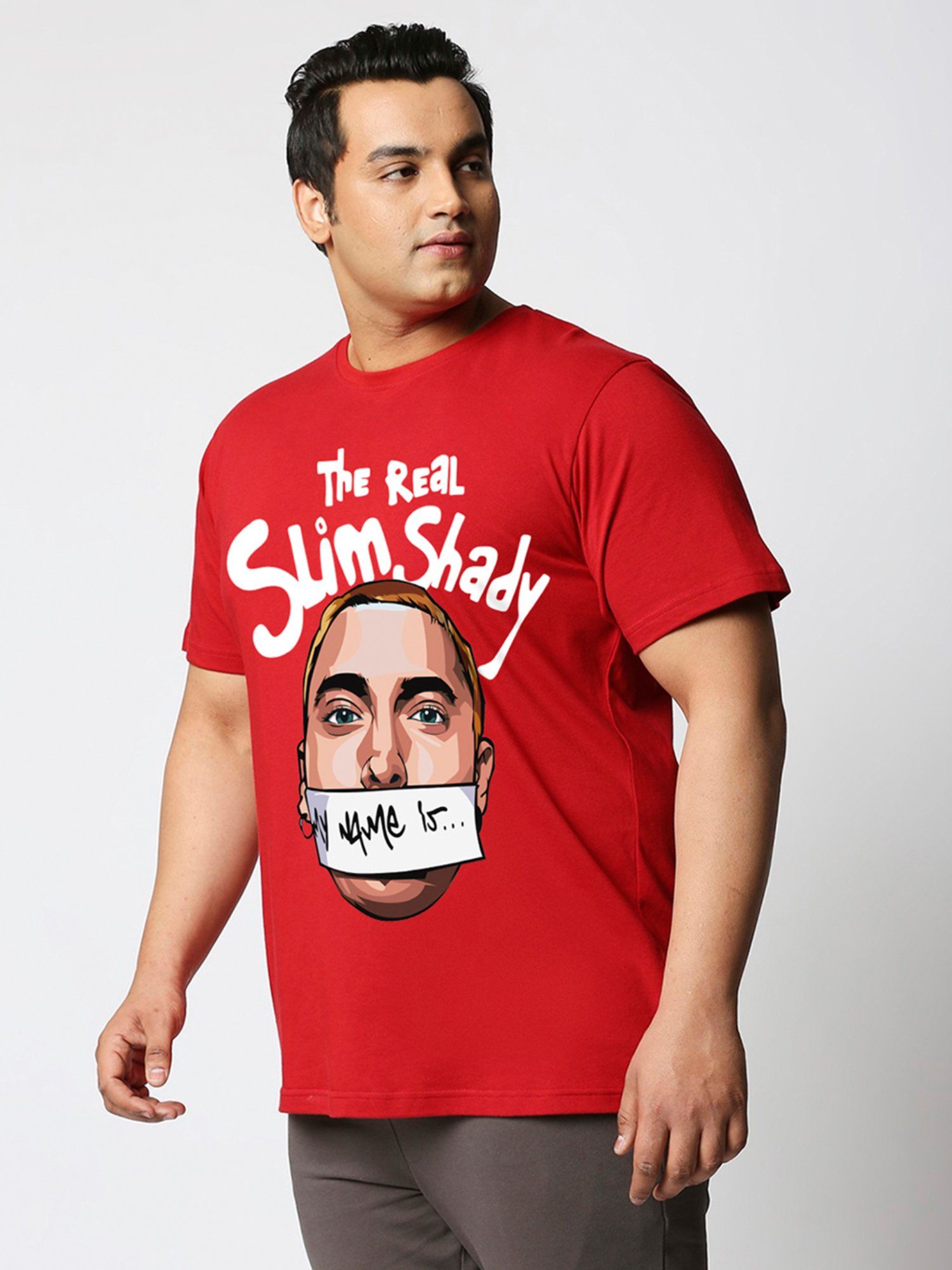 Eminem Slim Shady Tシャツ レッド Lサイズ Buy Bewakoof Men's Red Real Slim Shady Graphic Printed Oversized