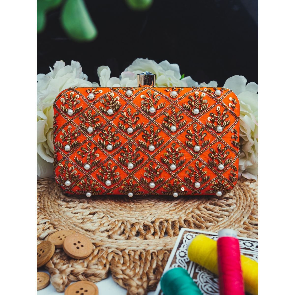 Orange cheap clutch purse