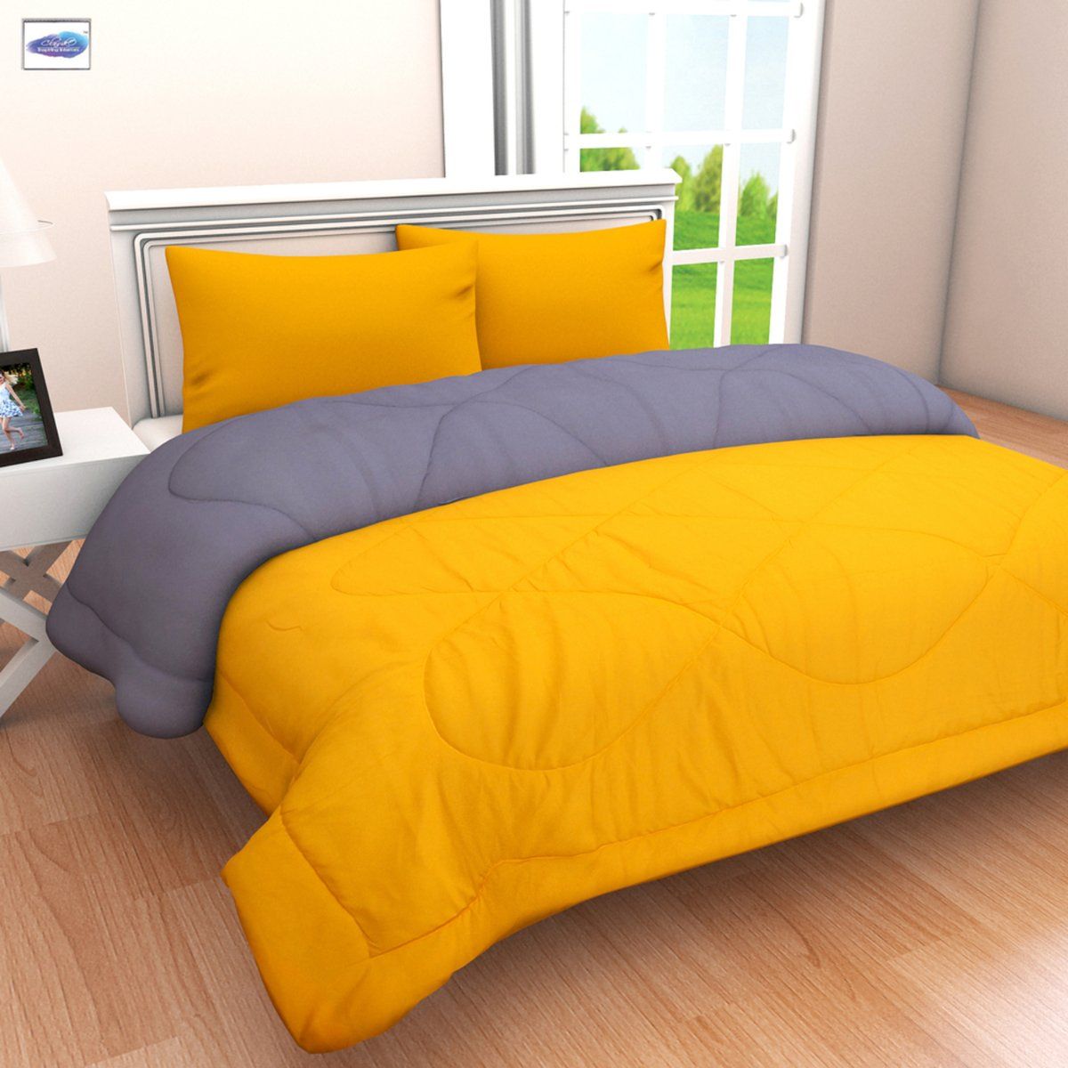 Buy The Home Story Micro Cotton Reversible King Size Comforter, Duvet For Winters, Grey Online