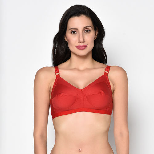 Buy PRETTYBOLD Non Padded Non Underwired Everyday Bra - Red (44D) Online