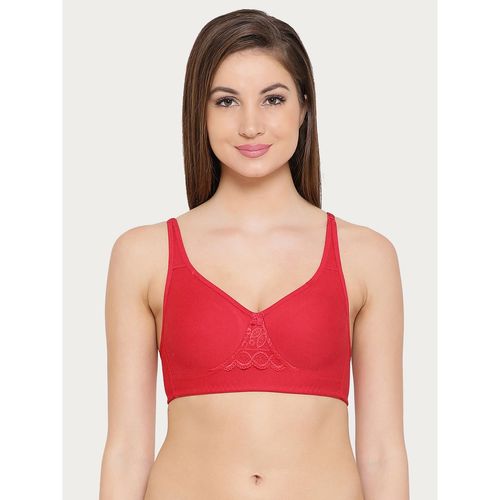 Buy Clovia Cotton Rich Solid Non-Padded Full Cup Wire Free T-shirt Bra -  Light Red Online
