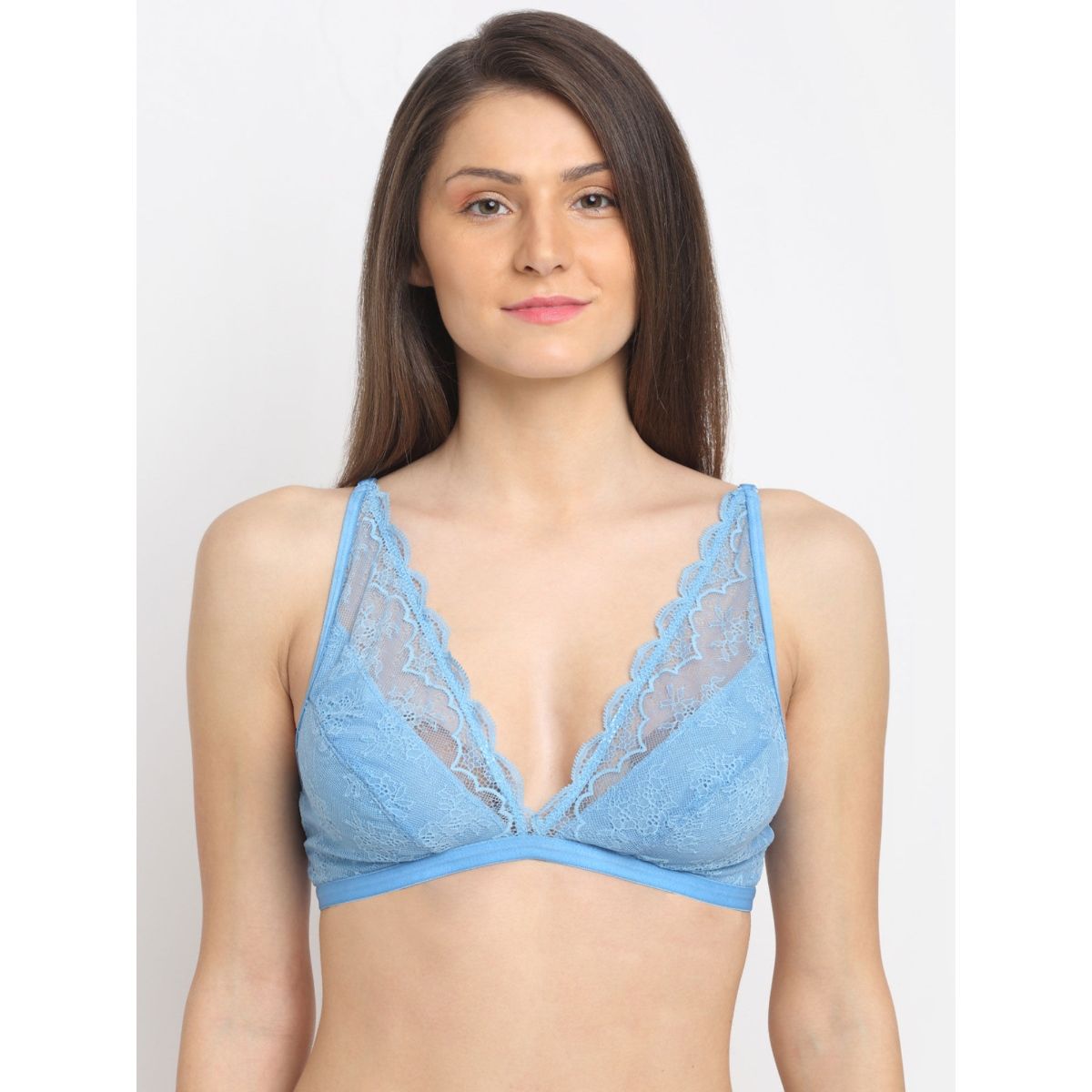 Erotissch Blue Pink Set of 2 Floral Lace Non Padded Bralette Bra L